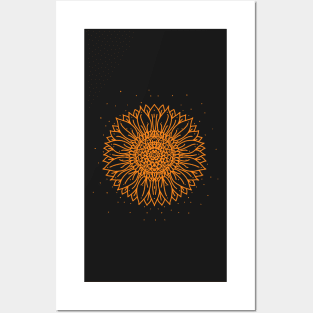 Sunflower illustration orange Posters and Art